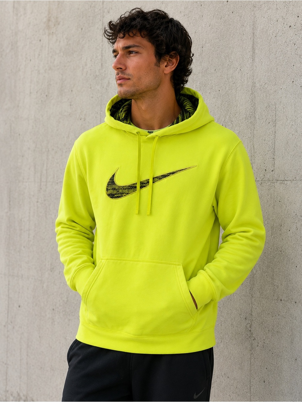 Nike Therma-fit Mens  Hoodie Neon Yellow Size Medium